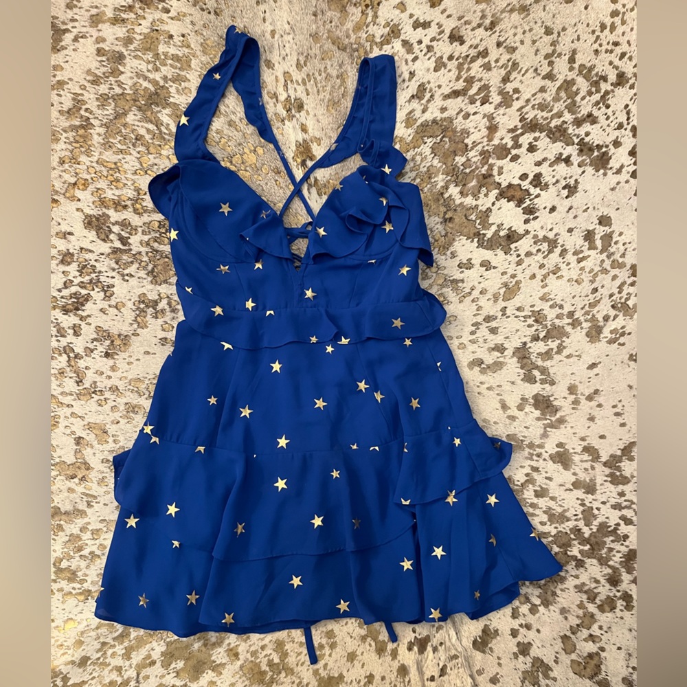 Blue Dress with Gold Stars